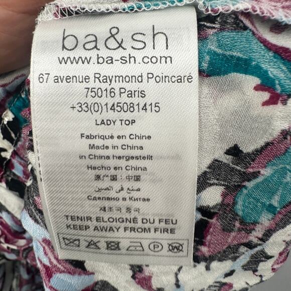 BA&SH NWT Evereve Gato Abstract Side Tie V-Neck Blouse // M - Picture 10 of 15